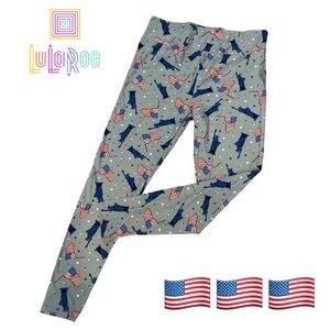 047 New TC Tall & Curvy LuLaRoe Statue of Liberty, Stars, & Flag Leggings
